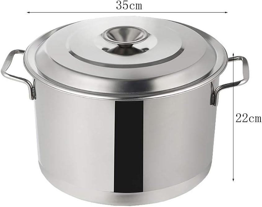 Large Food Grade 304 Stainless Steel Soup Barrel Soup Kitchen,3-Layer Composite Bottom,Suitable for All Stove Tops (Silver-45cmx26cm
