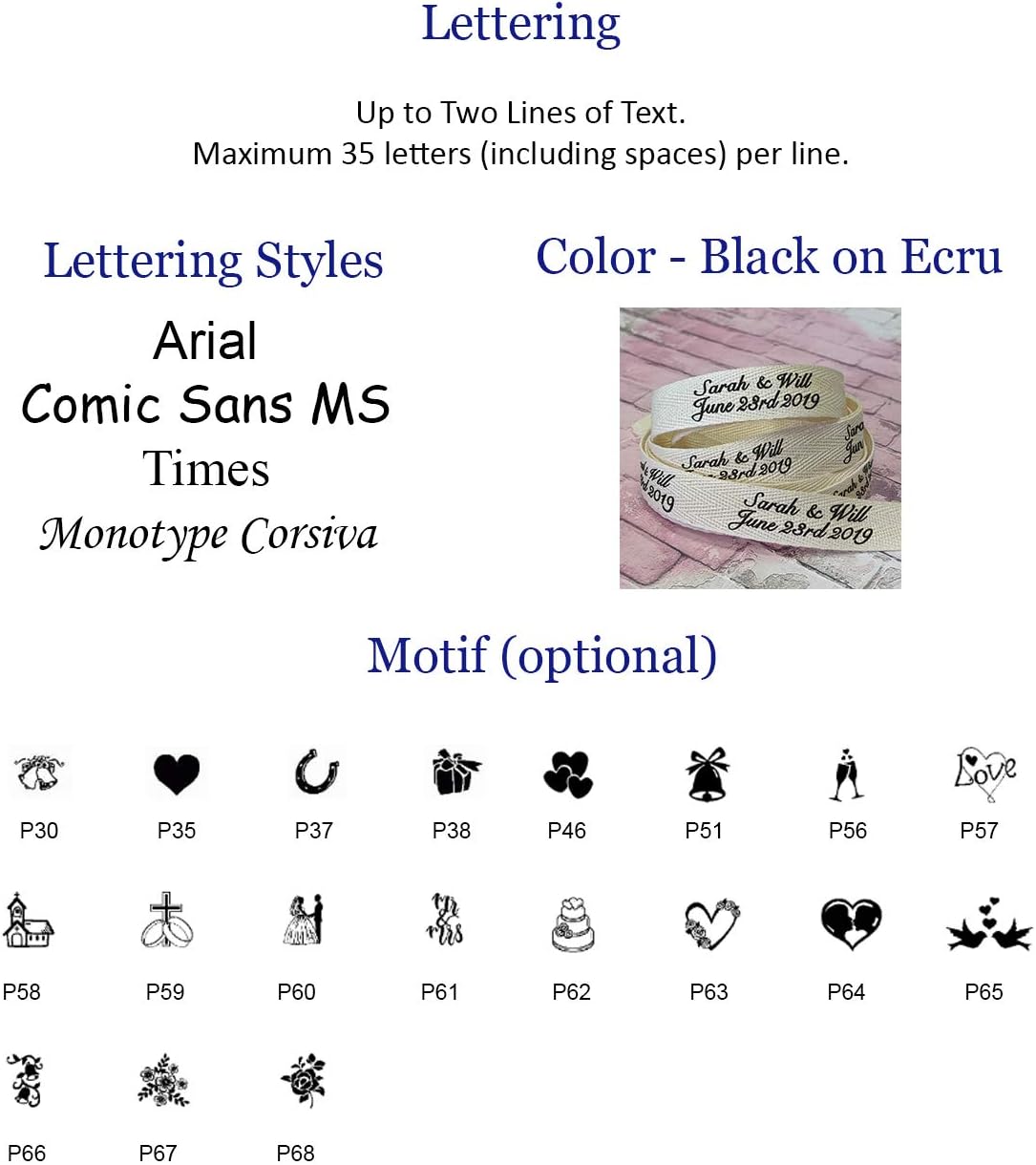 Personalized Cotton Ribbon - Customized & Printed with Your Text for Favors & Gifts (50 Yards)