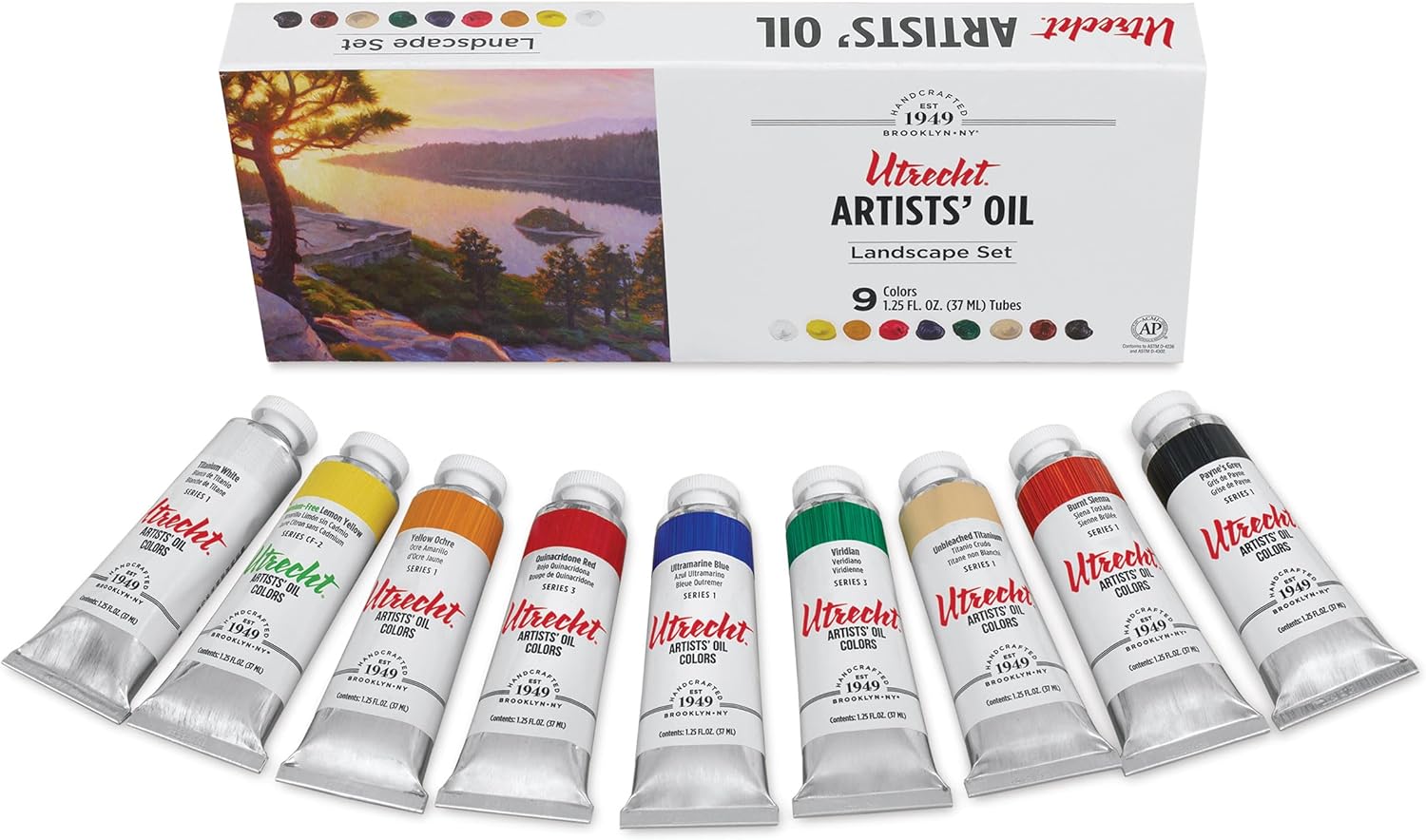 Utrecht Artists' Oil Paint - Set of 9, Landscape Colors, 37 ml
