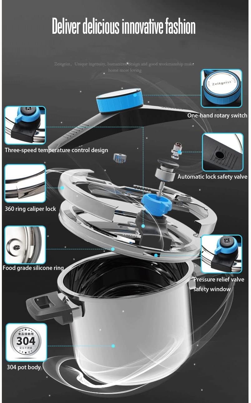 Stainless Steel Household Gas Pressure Cooker Explosion-Proof Induction Cooker Universal Multi-Purpose Pot 100kpa,D-0.1 Quarts