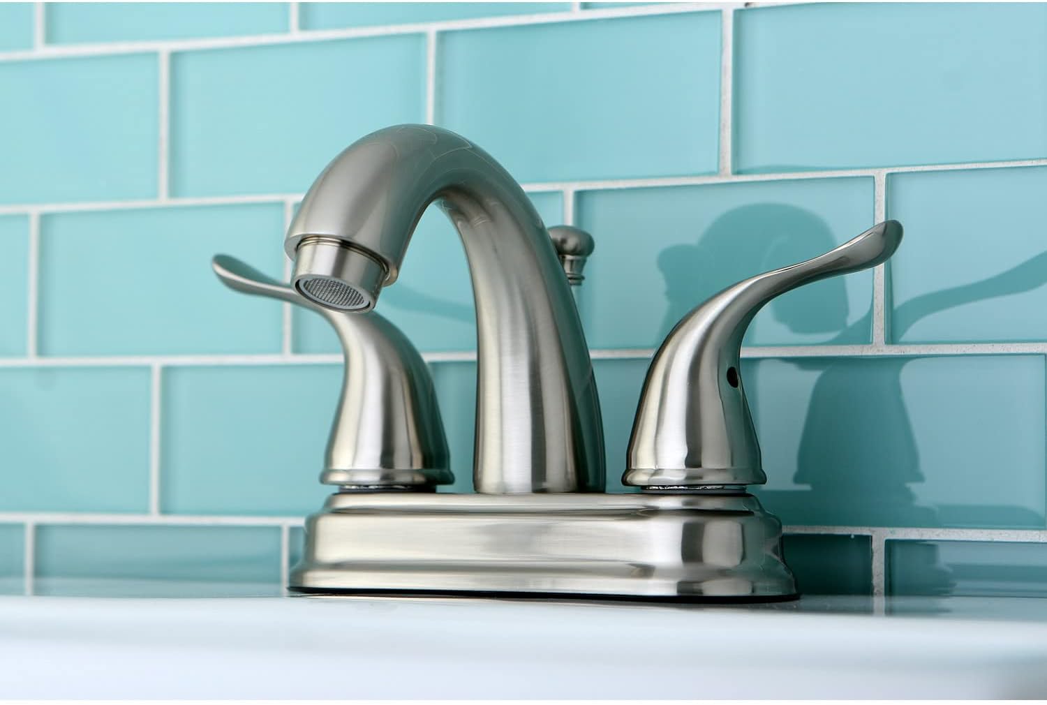 Kingston Brass KB5618YL Yosemite 4 Inch Centerset Two Handle Lavatory Faucet, 3-5/8 inch in Spout Reach, Brushed Nickel