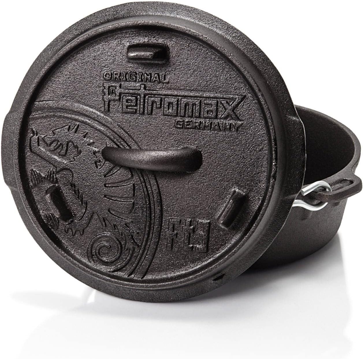 Petromax Cast Iron Dutch Oven for Cooking or Baking Outdoors Over a Campfire or in The Home Kitchen, Pre-Seasoned Cookware Conducts Heat Evenly, Flat Base