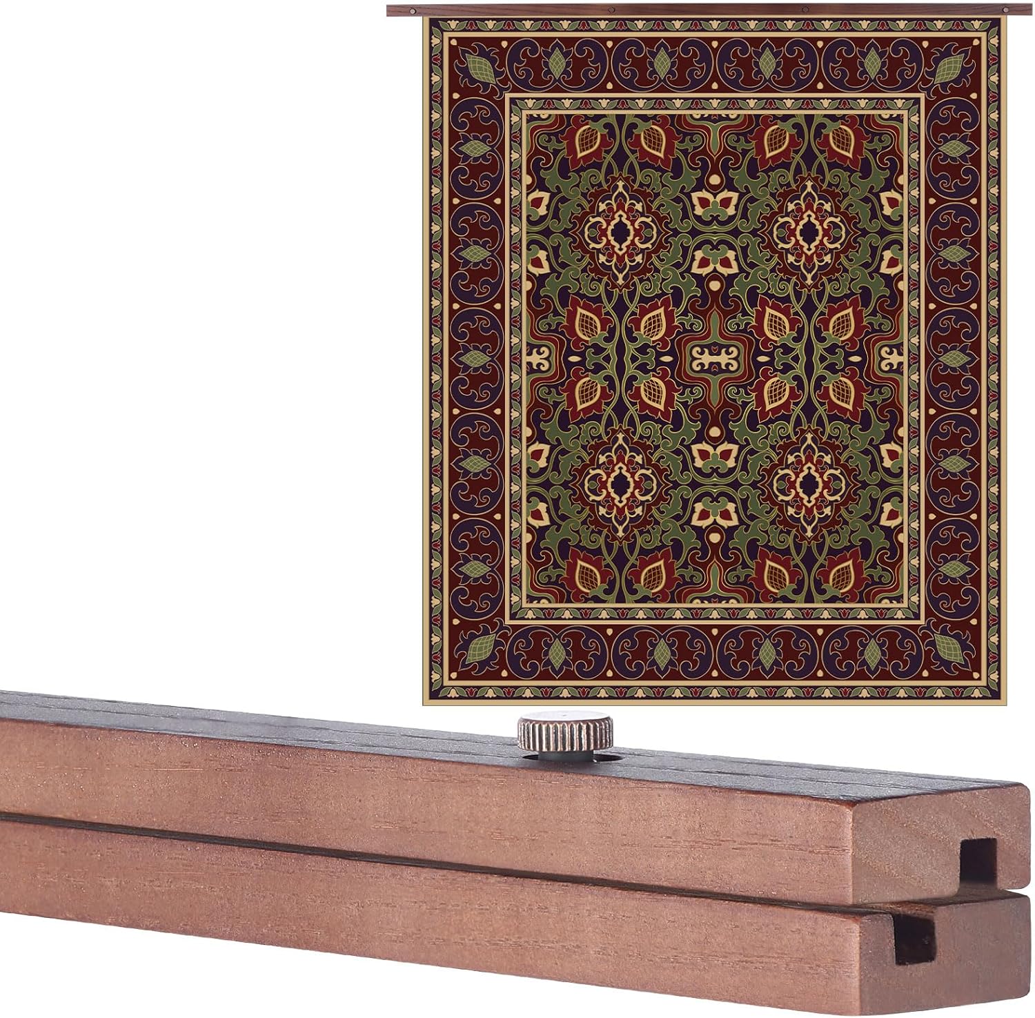 Geelin Wooden Quilt Hangers for Wall for Display Tapestry Hanger with Iron Screws Clamp Design for Wall Hanging to Clamp Quilts, Rugs, Blanket Holder, Rack Mount, Quilting Tools(60-inch)