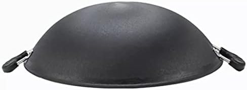 Cast Iron pan Big Pot Round Bottom Wok Uncoated Non Stick Double Ear Fryin pan Casserole Selected Kitchen pots Chinese cookware (Color : A, Size : 38) (A 38)