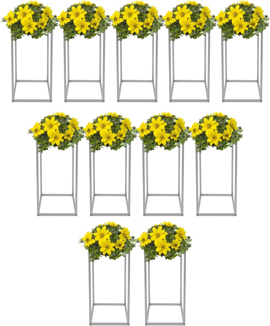 11Pcs Wedding Metal Centerpieces for Table, 15.7 Inch Tall Flower Plants Vase Column Geometric Centerpiece Vases Stand Rectangular Display Rack for Weddings Party Event Decoration
