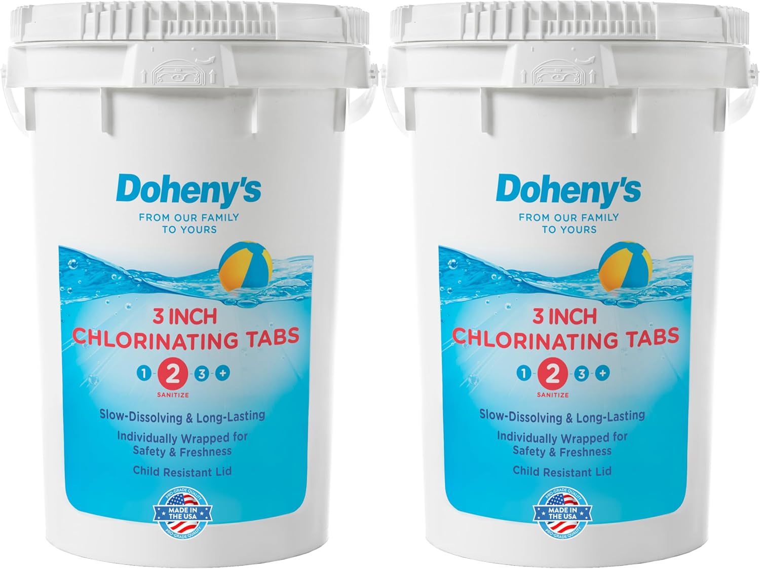 Doheny’s 3-Inch Stabilized Chlorine Tablets for Sanitizing Swimming Pools | 99% Pure Tri-Chlor, 90% Available Chlorine | Long-Lasting, UV-Protected, Slow-Dissolving | Individually Wrapped 100lb Bucket