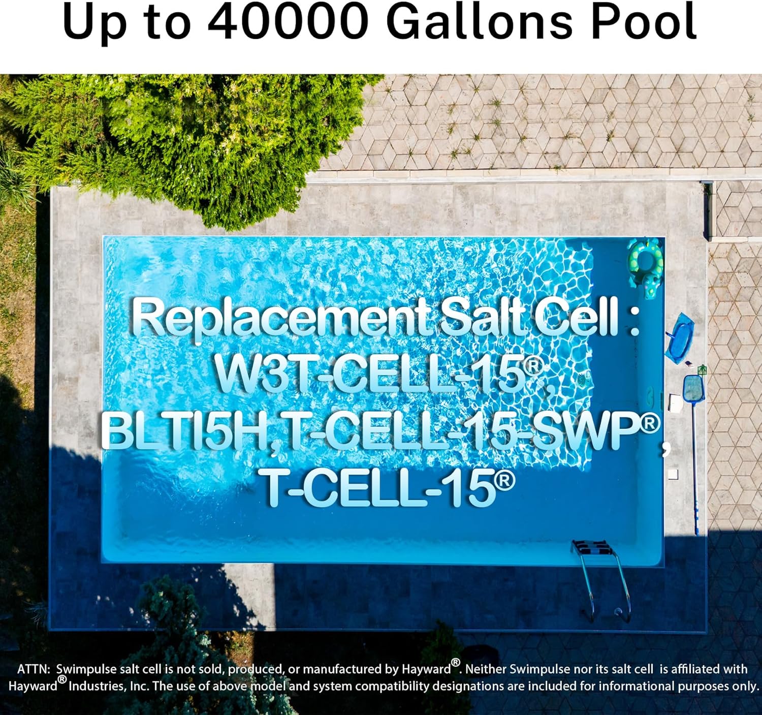 Salt Cell - up to 40,000 Gallons Swimming Pool Chlornie Generator,Salt Cell for Pool,Chlorination Pool Salt Cell Fits for Hayward W3T-CELL-15 BL1T15H