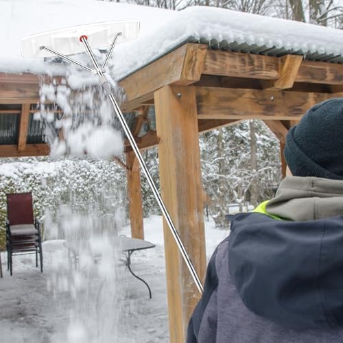 Telescoping Snow Rake Tool for Roofs & Garages, 6.6-13 ft Adjustable Poles, Lightweight 23