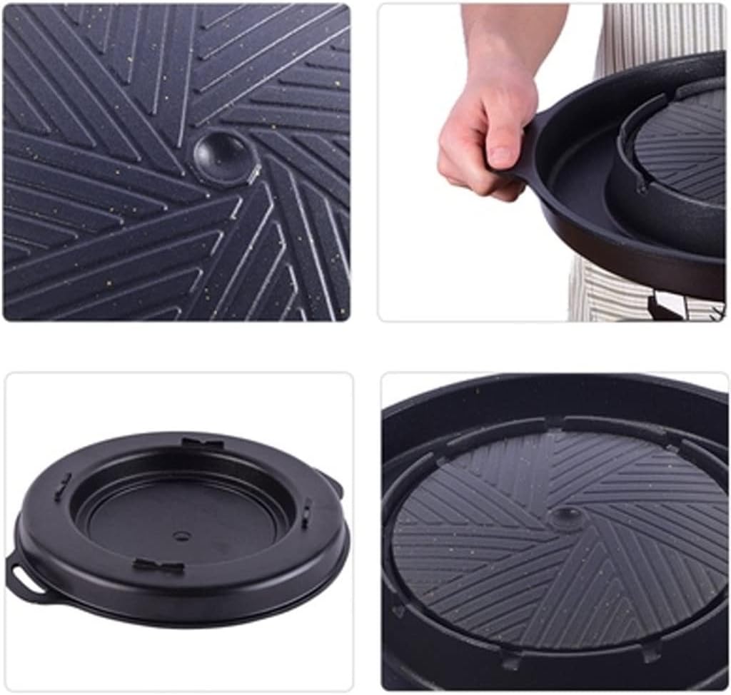 HBJWOV Aluminum Alloy Barbecue Plate hot Pot Cassette Furnace Non-Stick Baking pan Household Outdoor Multifunctional(Multi-Colored)