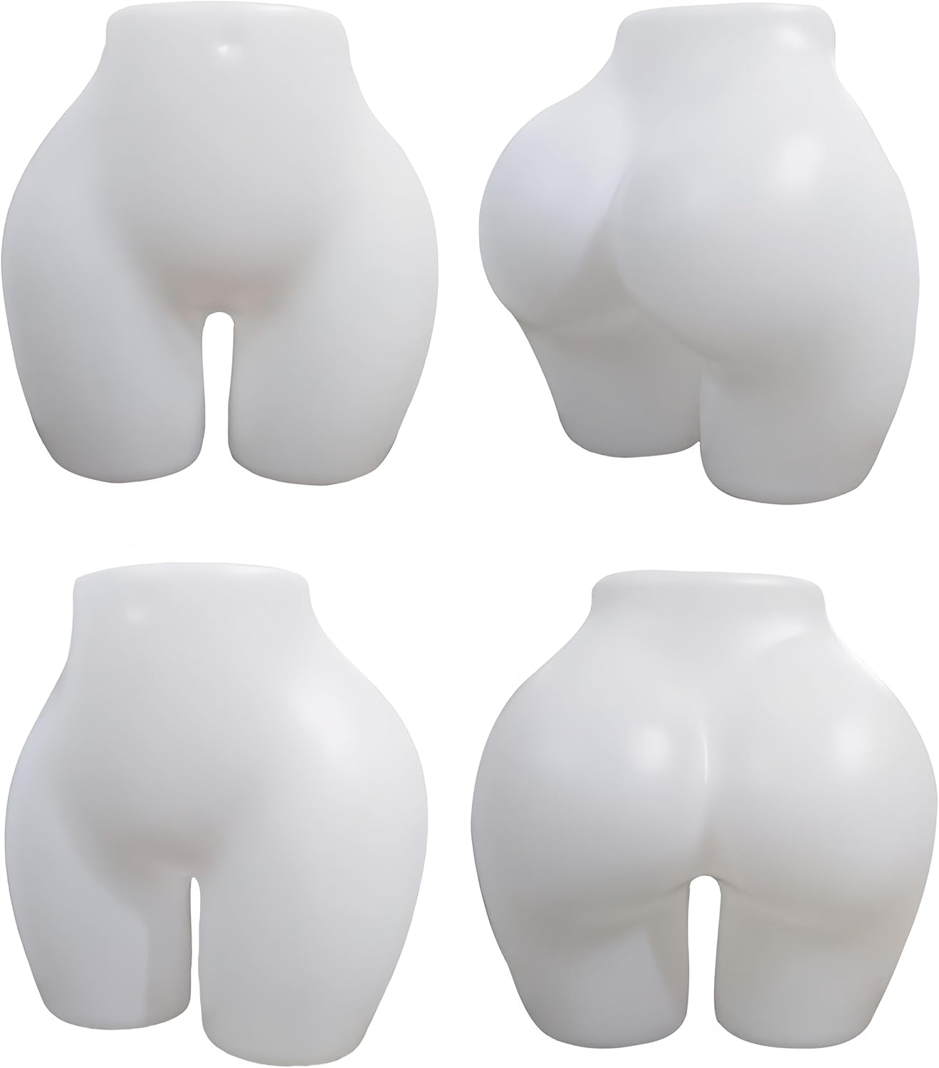 Brazilian Curvy Hip BBL Mannequin,Half Body African American Female Display Form with Big Butt, Realistic Curves, White(HP01W)