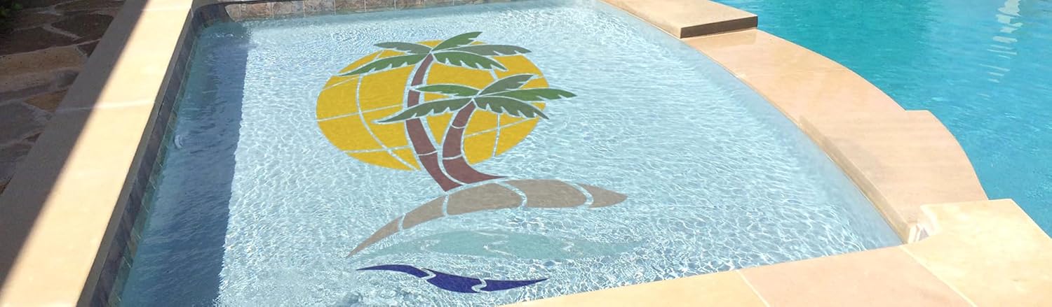 Aquatic Custom Tile Palm Tree Porcelain Swimming Pool Mosaic (18