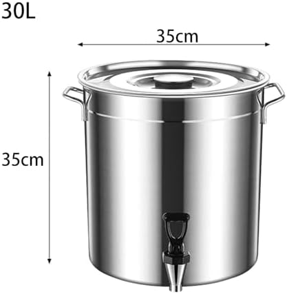 Stainless Steel Stock Pot with Spigot - Versatile Cooking & Drinking Bucket with Faucet and Lid for Milk, Soup, and Family Meals - Ideal for Restaurants and Home Use