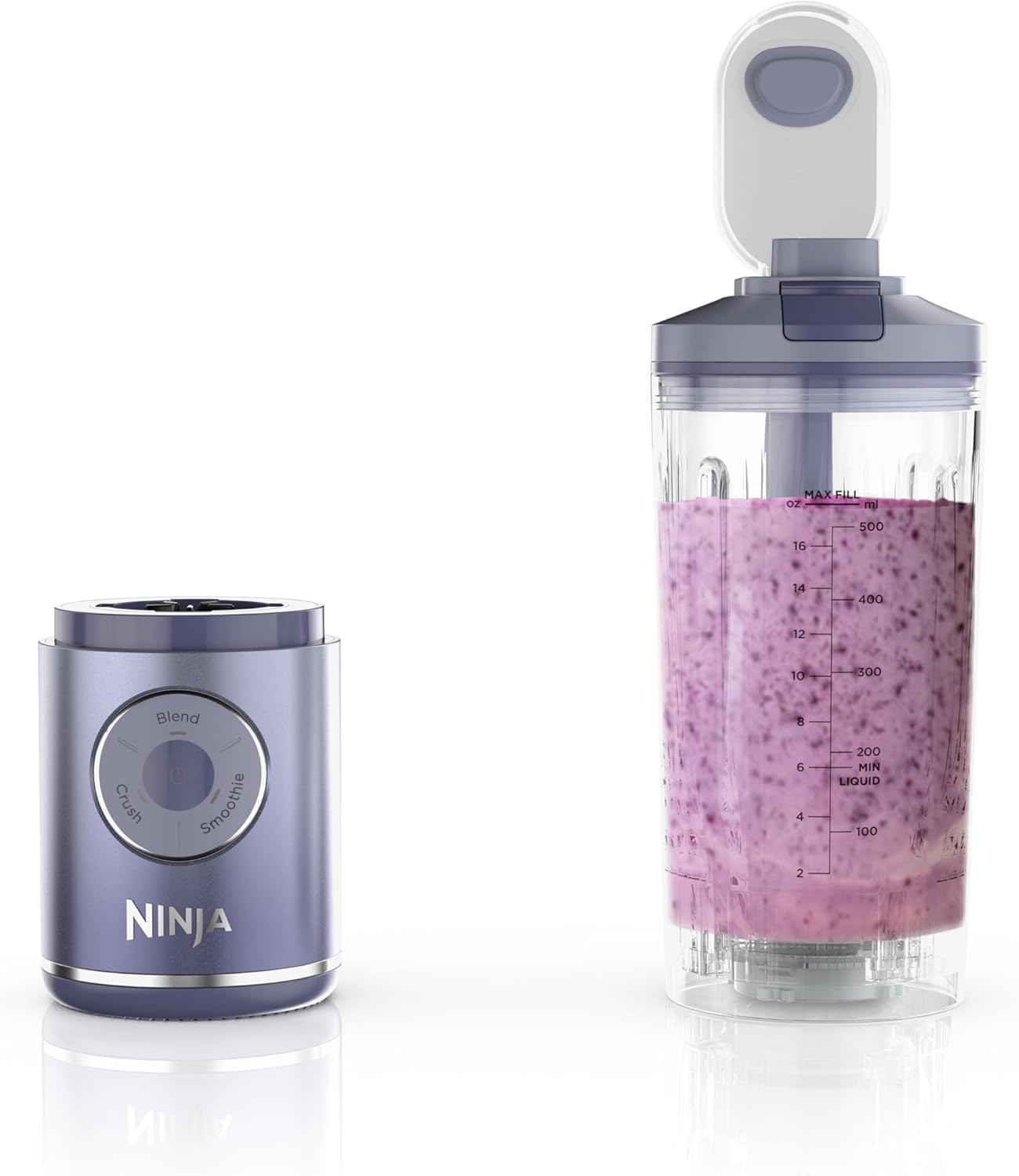 Ninja Blast Max, Portable Blender + Twist & Go, Personal Smoothie, Blend, Ice Crush, 3 Programs, Cordless, 22 oz removable Vessel, Dishwasher Safe, Leakproof, Lavender, BC251LD