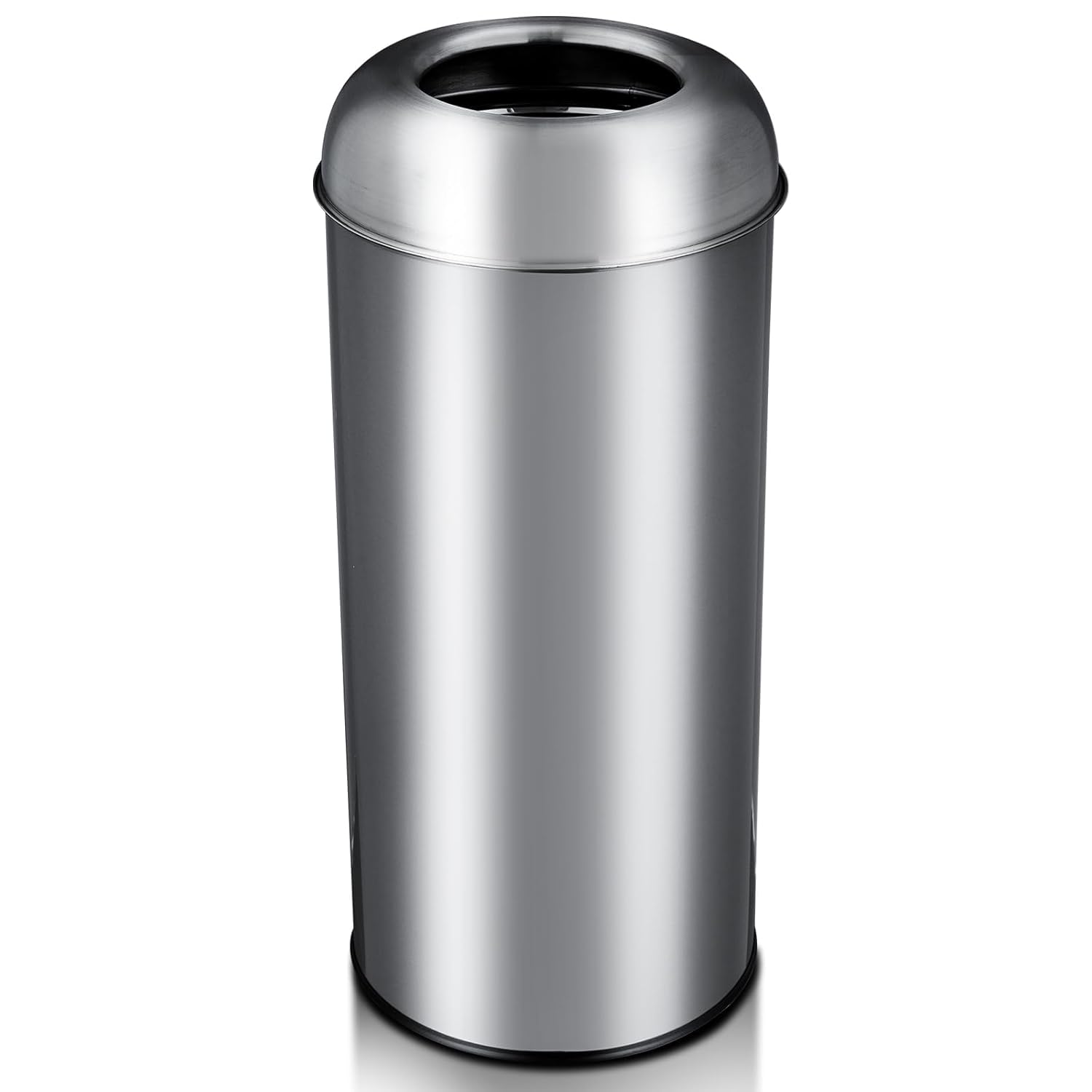 65L/17 Gallon Heavy Duty Tall Commercial/Kitchen Trash Can, Open Top Waste Bin for Office Bedroom Restaurant, Brushed Stainless Steel Finish