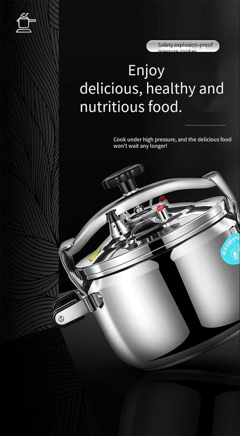 Stainless Steel Pressure Cooker, Induction Compatible Thickened Pressure Cooker with Spring Valve Safeguard Devices, Multi Pressure Levels,Compatible with Gas & Induction,31.7 Quarts
