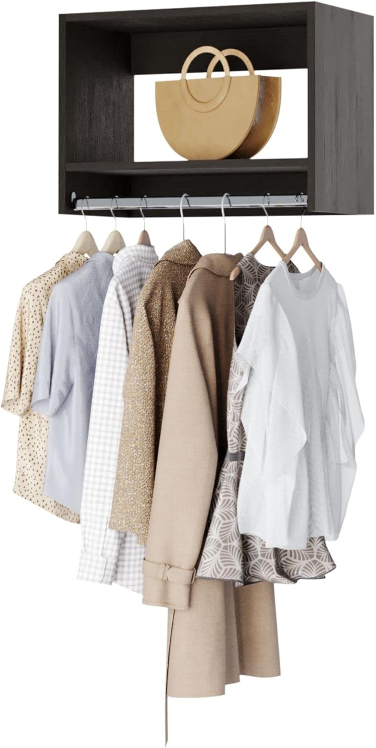 Tall Hanging Closet Unit - Modular Closet System for Hanging - Corner Closet System - Closet Organizers and Storage Shelves (White, 25.5 inches Wide) Closet Shelves