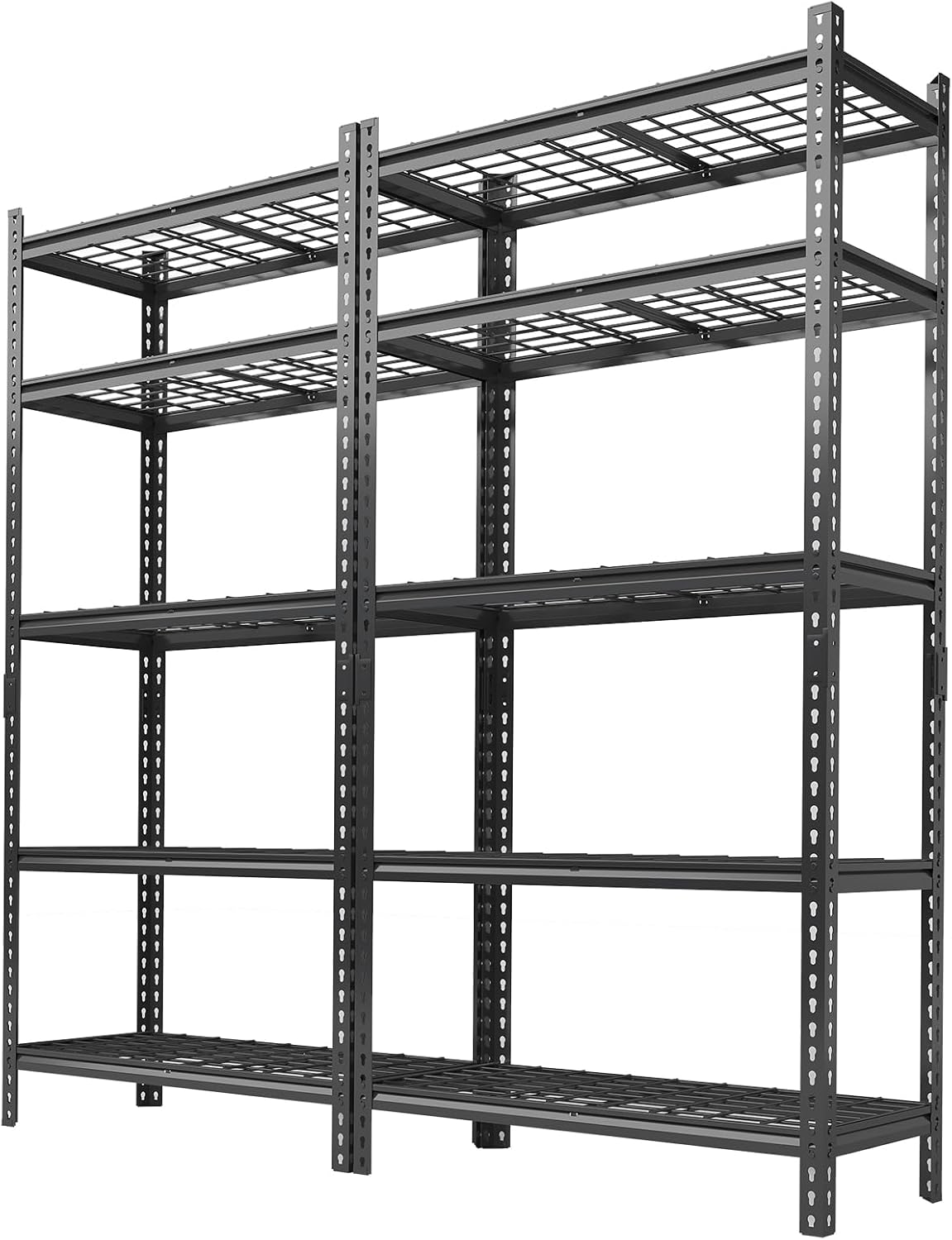 Metal Storage Shelving Unit, 5-Tier Adjustable Storage Rack Heavy Duty Garage Shelves, 2000 lbs for Garage, Kitchen, Bathroom, Warehouse, 36”W x 16”D x 72”H, 2 Pack