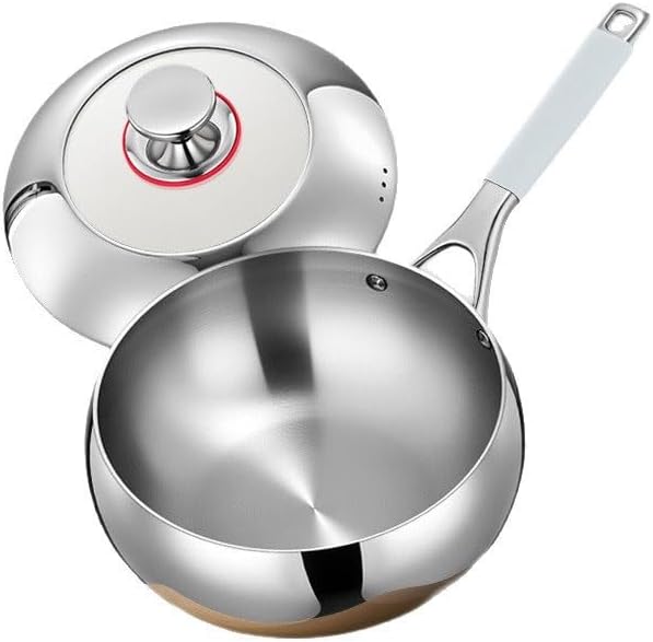 The Hybrid Non-Stick Wok Big-bellied Pot Stainless Steel Cooking Wok Household Uncoated Stir-frying Pan Family kitchen(26cm)
