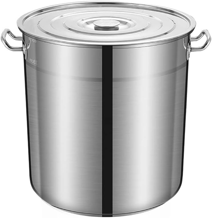 Stockpots 304 Food Grade Stainless Steel Soup Pot with Lid, Hangable Lid, Heat Evenly, Mirror Polished, Suitable for All Stoves, 6 Size(50cm*50cm(90L)