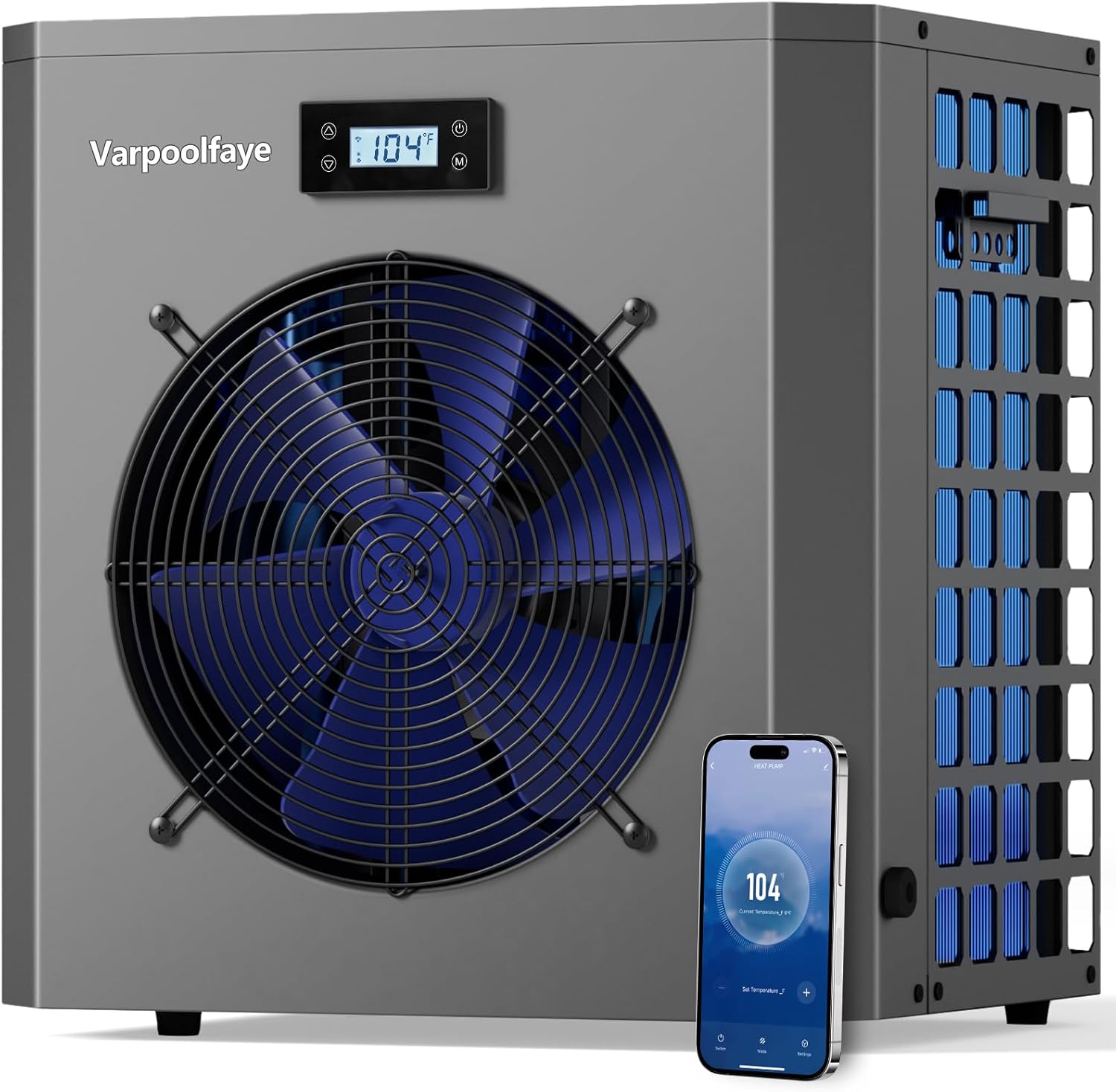 Electric Pool Heater Pump 5000 gallon 120v Pool Heaters For Above Ground Pools 16000 BTU Swimming Pool Heat Pump WiFi Control Heat Or Cool Spa Heater Pump