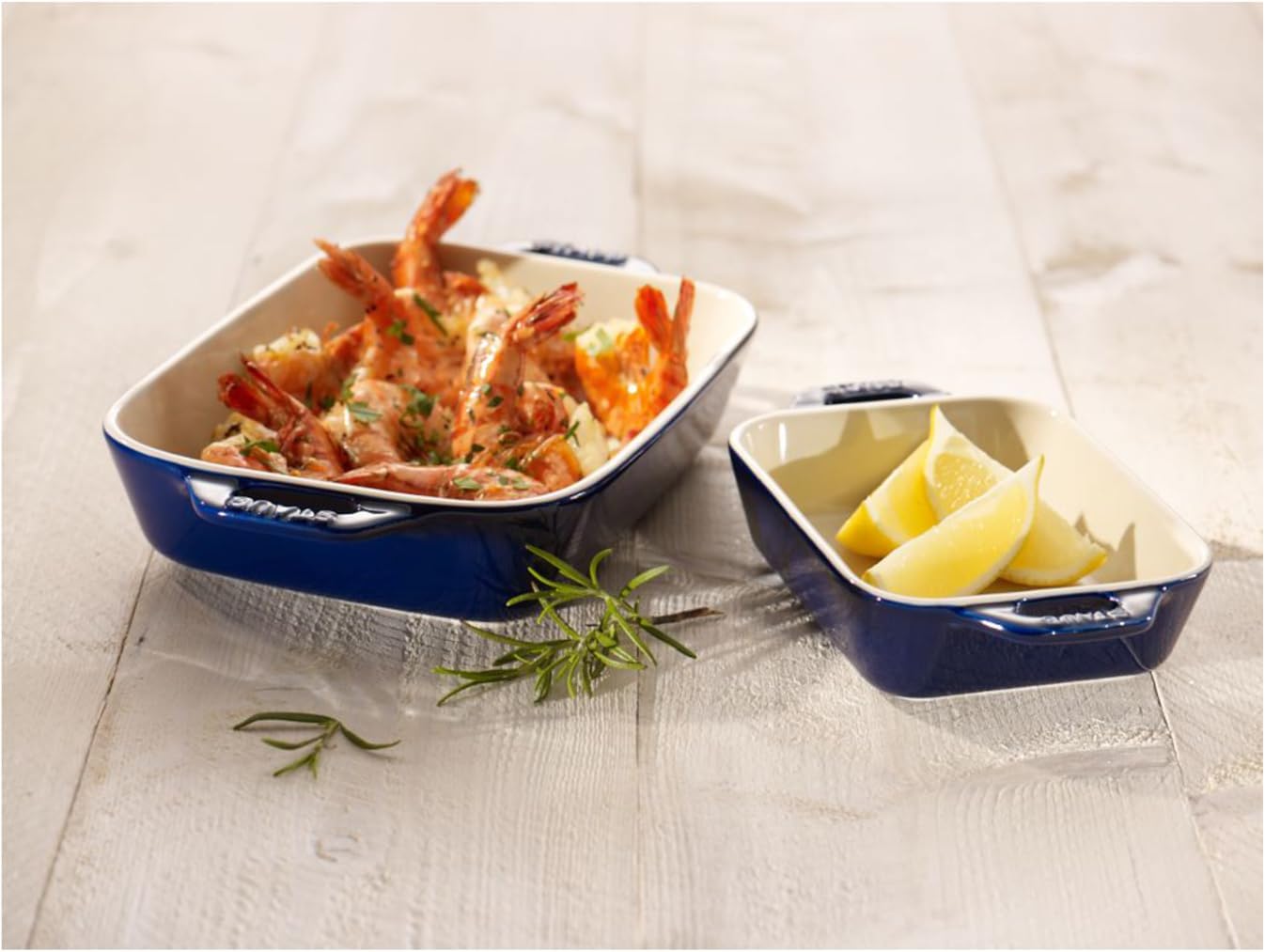 Staub Rectangular Dish, Grand Blue, 7.9 x 6.3 inches (20 x 16 cm), Ceramic Au Gratin Dish, Oven and Microwave Safe