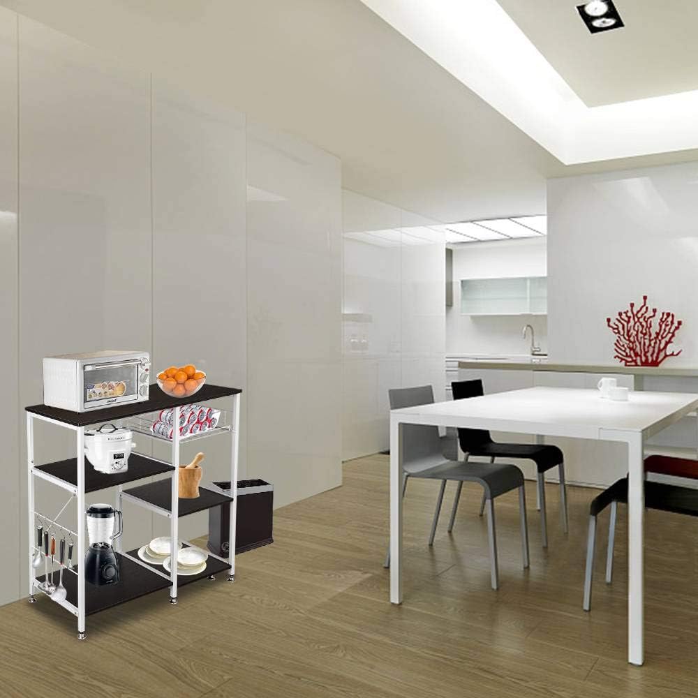 Kitchen Baker Rack,3-Tier Kitchen Utility Microwave Oven Stand Storage Cart Workstation Shelf