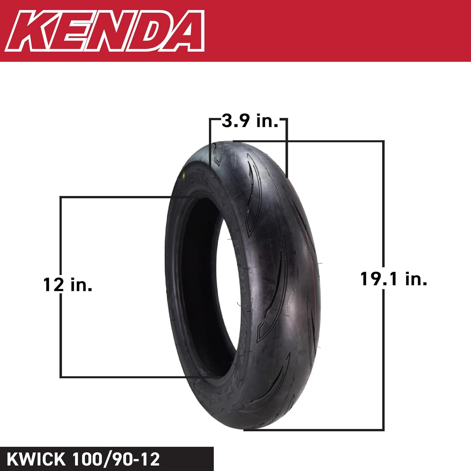 Kenda KD2 Kwick (KD2) 100/90-12 Front (49J) & 120/80-12 Rear (51L) Tires for Motorcycle & Scooter, Radial with Top-Speed Stability & Excellent Wet Grip w/Keychain - Fit with Honda Grom (2-Pack)