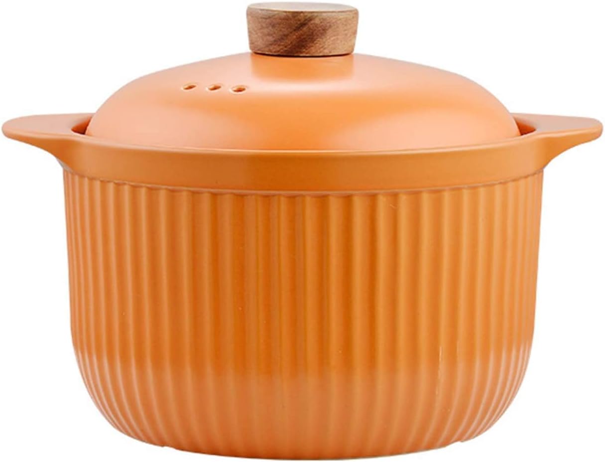 Stock Pot Spodumene Slow Cooker Stockpot High Temperature Resistant Multifunctional Casserole Pan for Household Soup Pot with Lid 2 Colors to Choose ，Orange-5.5