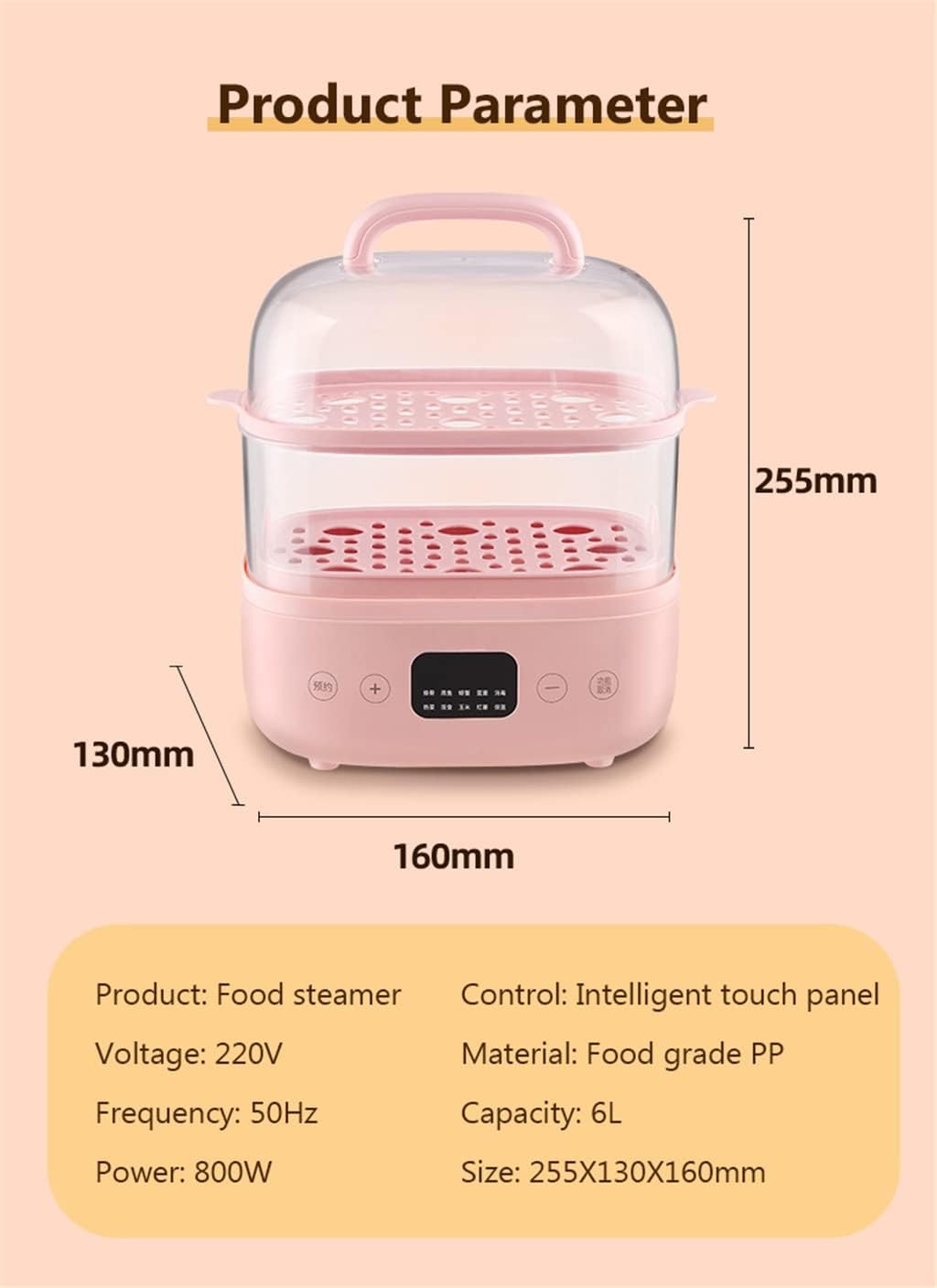 Food Steamer 10 Hours Reservation Food Warmer Reheat Automatic Insulation Washable Base Steam Pot Cookware(Gray)