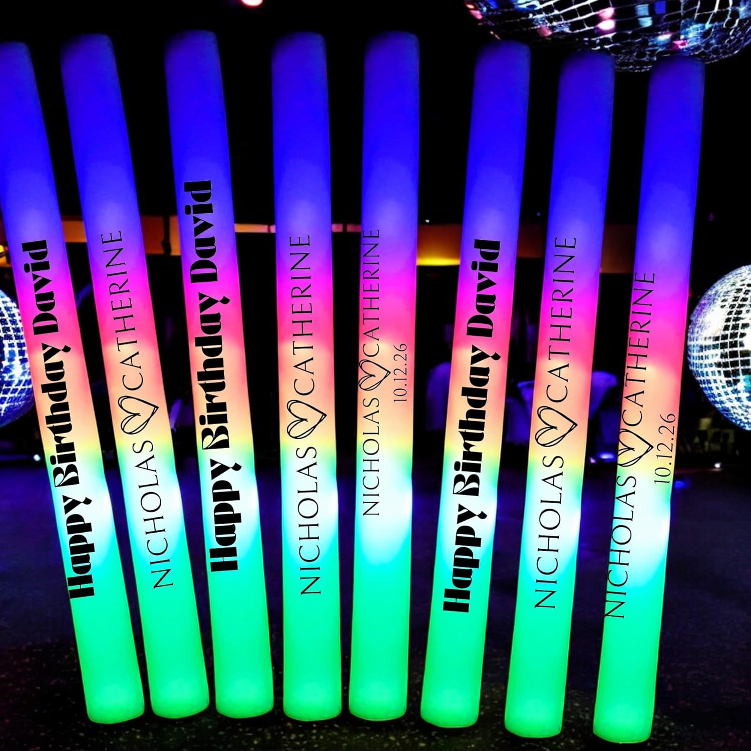 Custom Foam Light Up Sticks 40 Pack, Personalized LED Light Sticks For Any Occasion, Glow Sticks For Weddings, Birthday, Dance Floor Props, 3 Modes Flashing Glow Wands