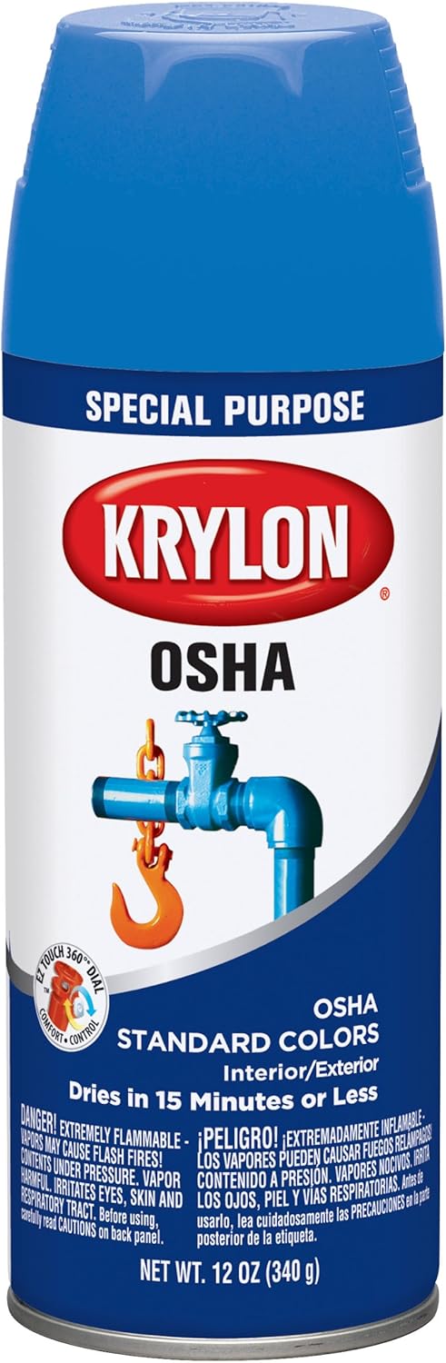 Krylon OSHA Color Paint Safety Blue, 12 Ounce Aerosol, (Case of 6)