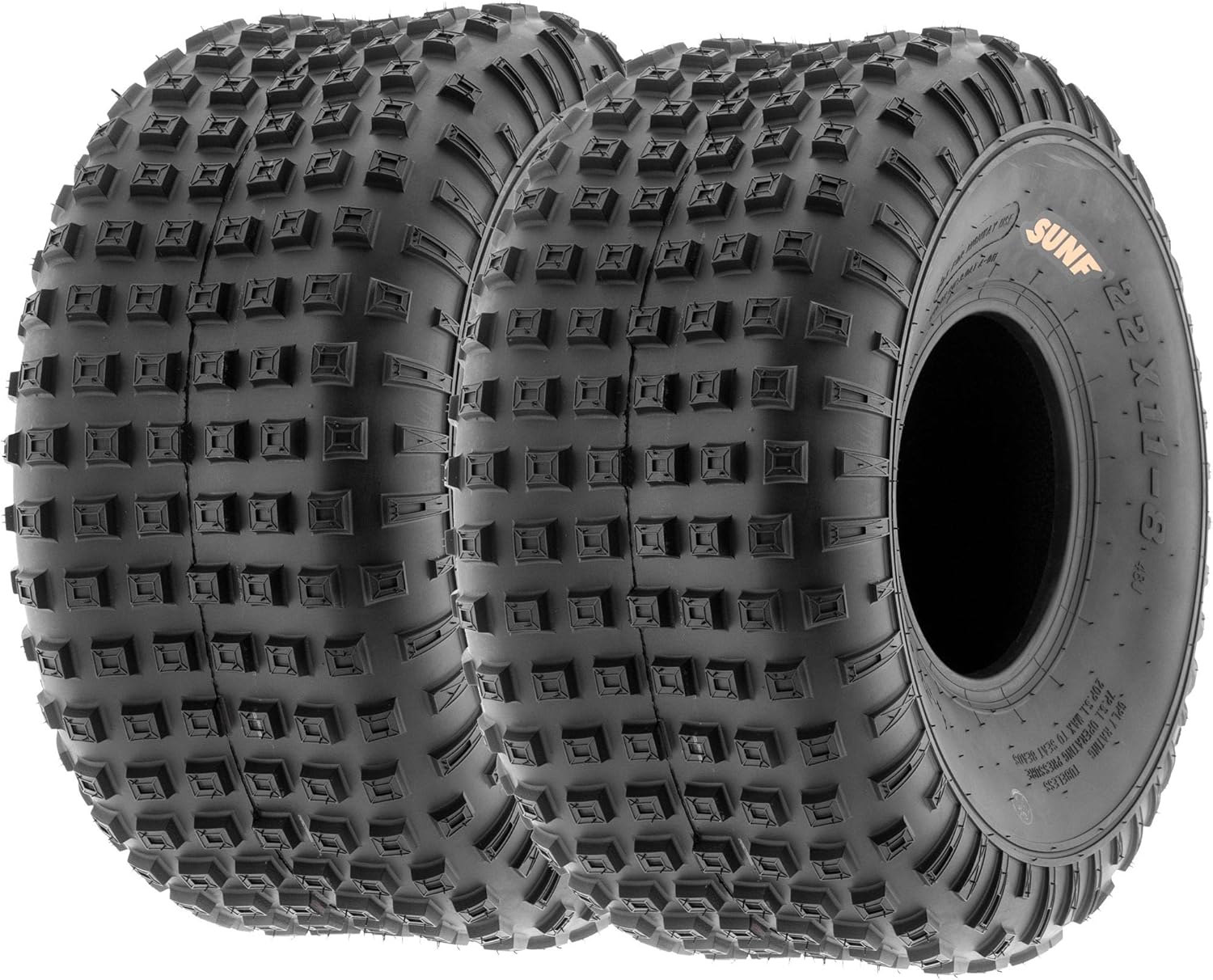 Pair of 2 SunF A011 XC Sport 16x8-7 ATV Go-Kart Knobby Tires, 6 PR, Tubeless