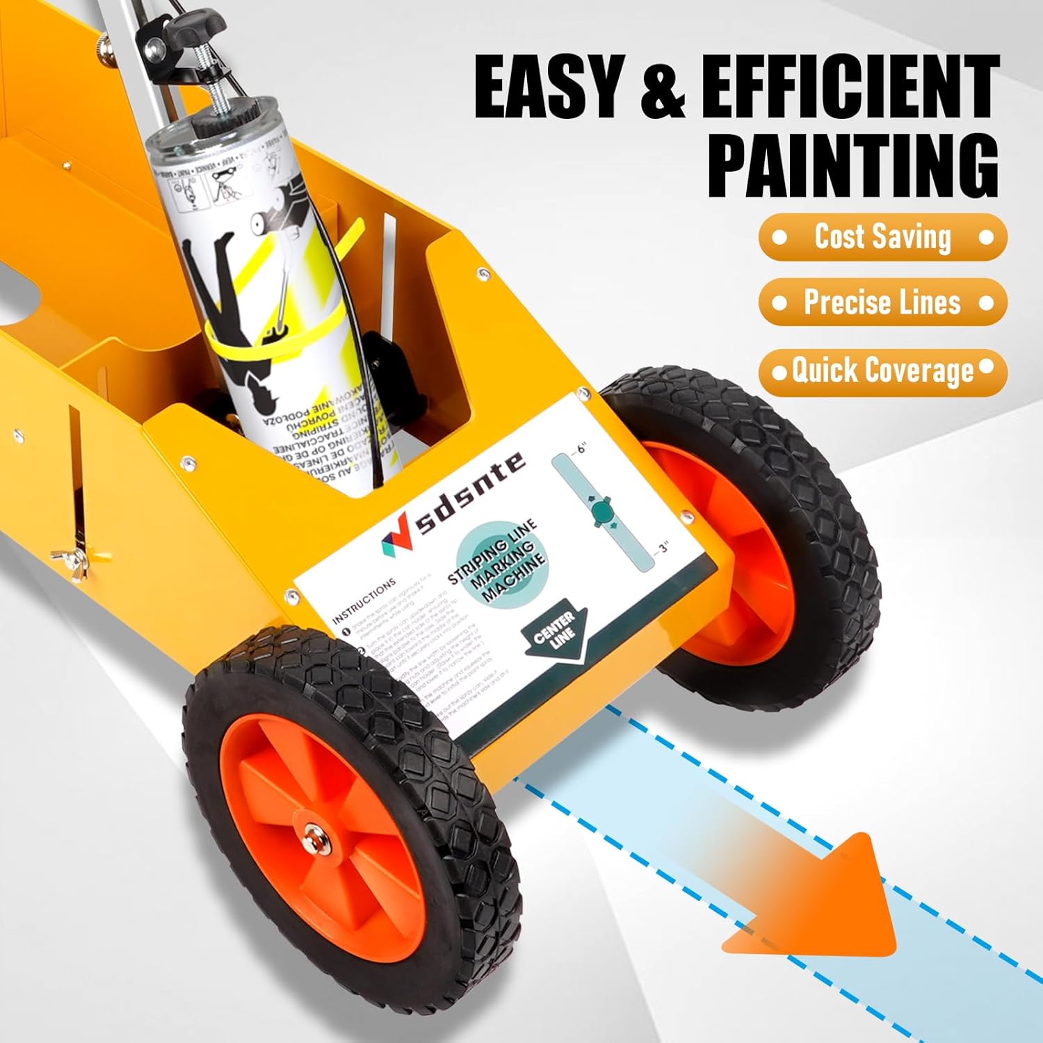 2 in 1 Detachable Parking Striping Line Marking Machine and Marking Paint Wand