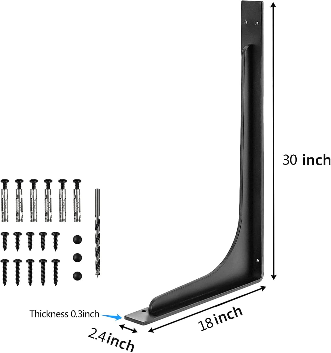 30 INCH x 18 INCH Shelf Brackets,L Shelf Brackets,Vertical Angle, Premium Alloy Metal Heavy Duty Shelf Bracket, high Strength Mounting Hardware Included, Corner Brace Joint,Pack of 2.