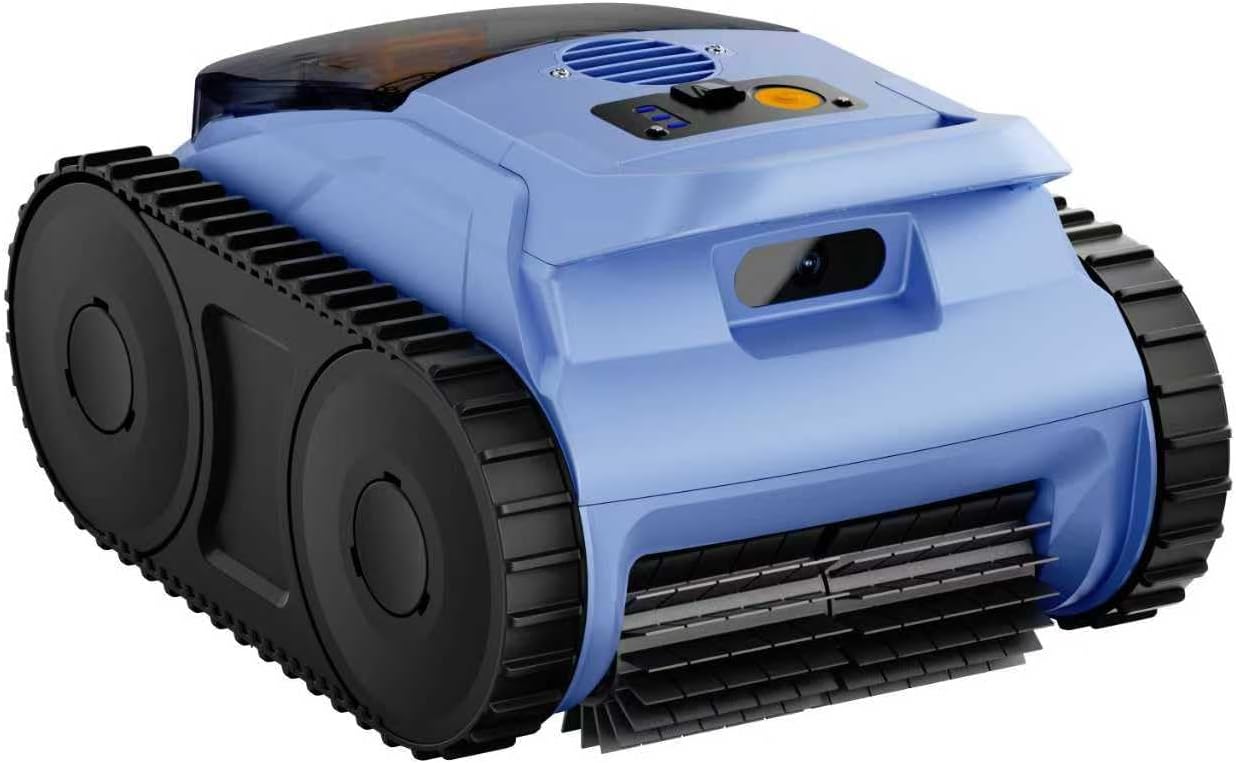 Lodoba-SAT25 Ultra Cordless Robotic Pool Vacuum Cleaner with Sonar Navigation & Track Drive, Wall and Waterline Climbing, 150-Min Runtime, for Inground & Above-Ground Pools up to 2150 Sq. Ft.