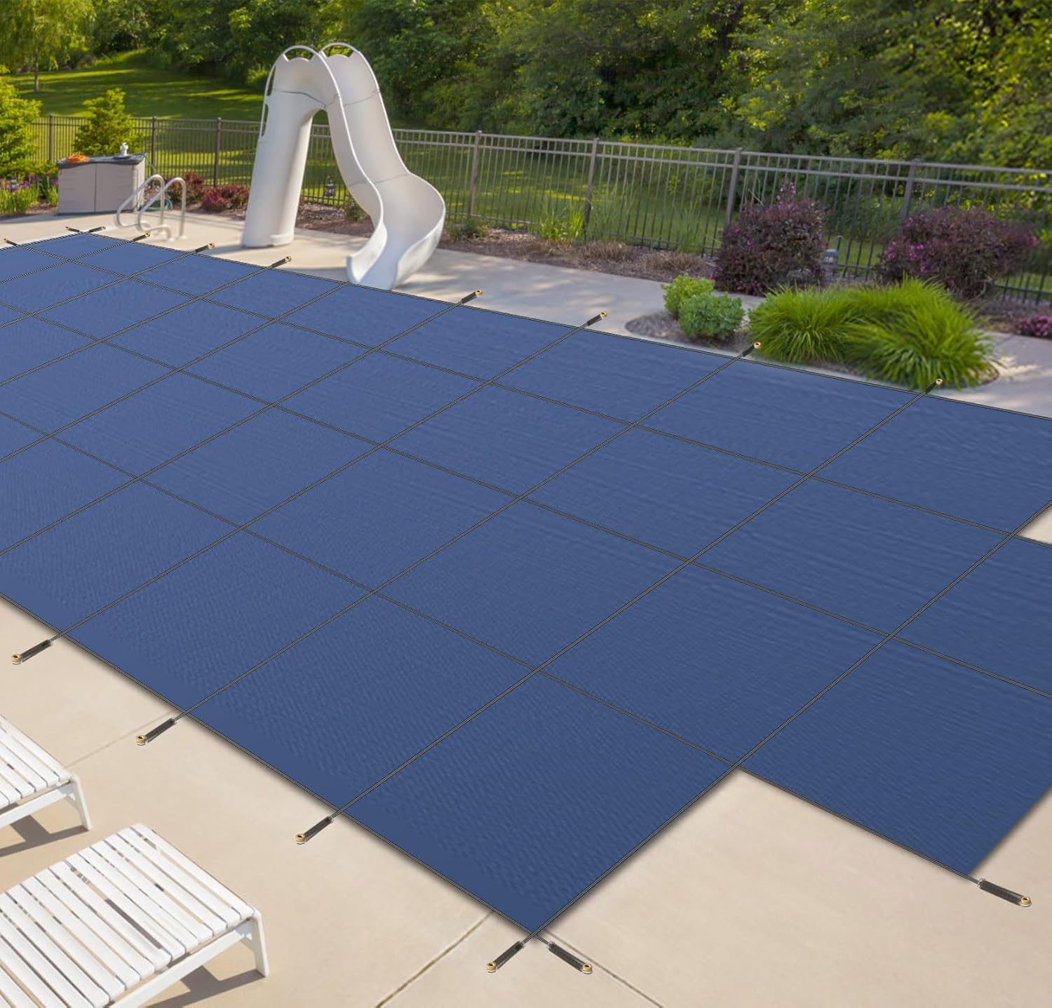 iCOVER Inground Pool Safety Cover, 18x36ft Rectangle Winter Safety Pool Cover for Inground Swimming Pools, Winter Pool Cover, Pool Covers for Inground Pools, Triple Stitched for High Strength, Blue