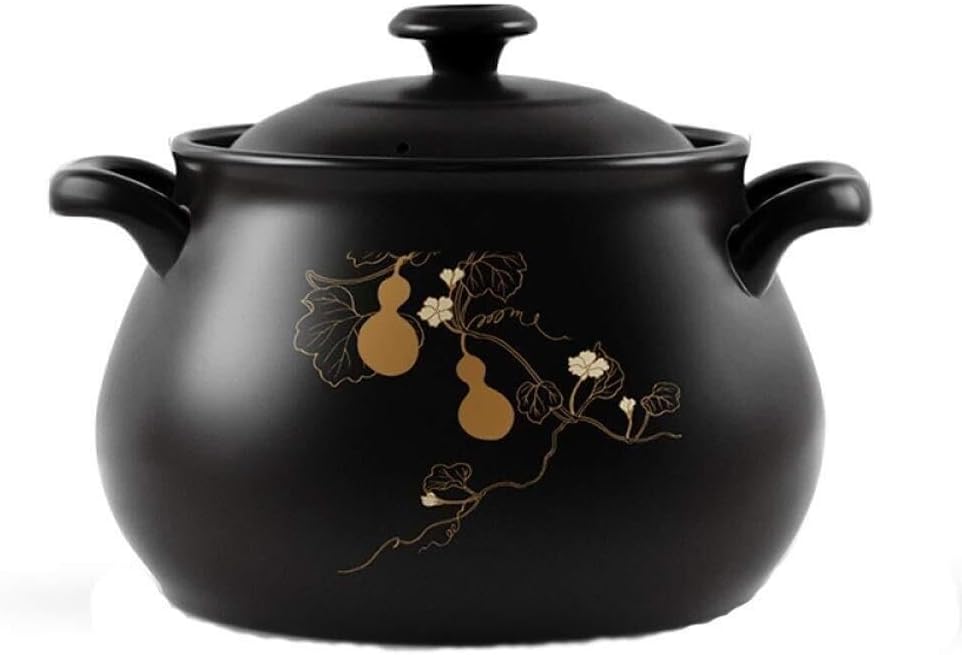 Kaolin Clay Ceramic Casserole, High Capacity Heat Resistant Soup & Stew Pot, 4.8L-13L, Easy to Clean, Home Pottery