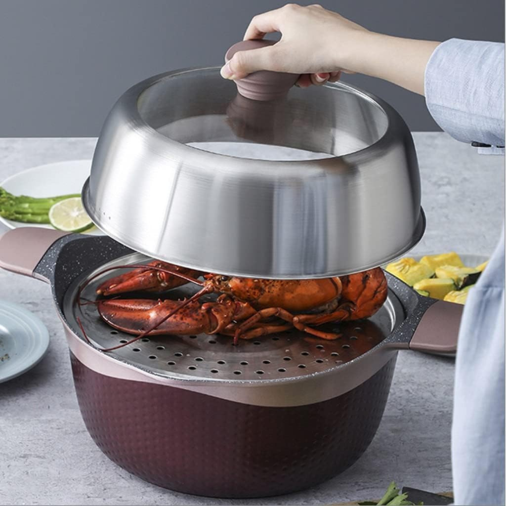 Steamer Stainless Steel Household Double-layer Steamer for Steamed Buns, Steamed Fish, Gas Stove for General Use(28cm.)