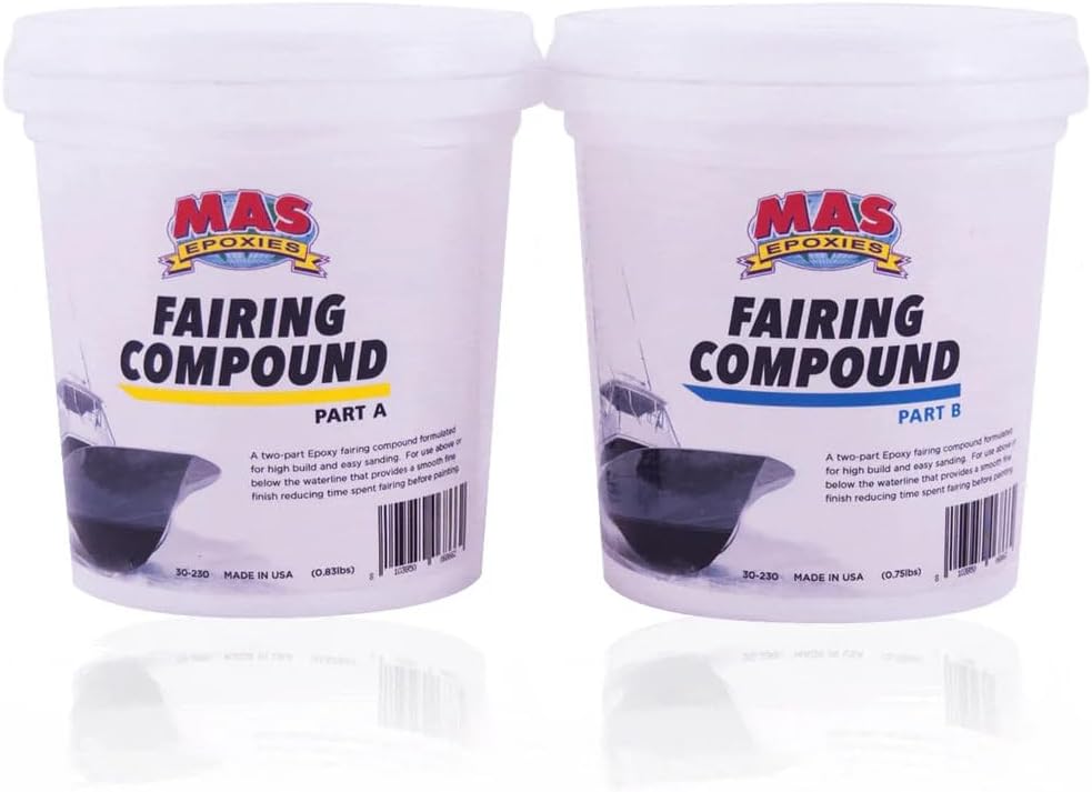 MAS Epoxies Fairing Compound, Pre-Filled Epoxy Fairing Compound for Fiberglass, Wood, and Marine Repair, Easy Sanding, Non-Sag, Smooth Texture, Body Filler Alternative for Boat Surfaces (1 Gallon Kit)