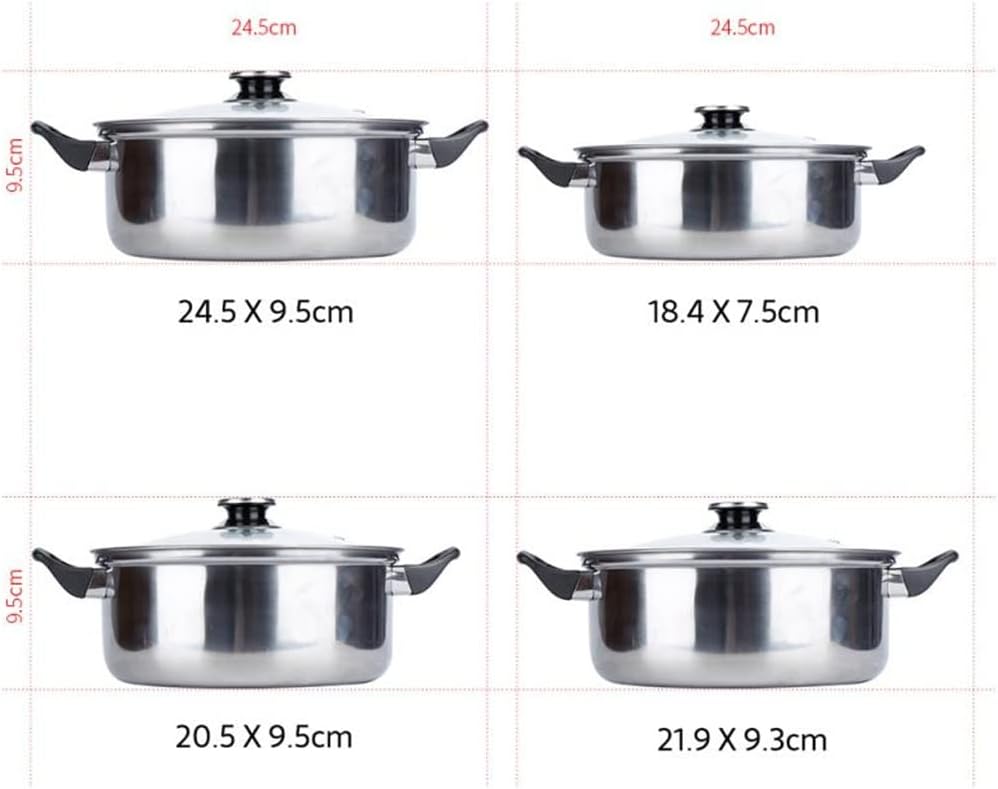 6 Pots 12 Piece Stainless Steel Pots And Pans Casserole Pot Cookware Set With Glass Lid