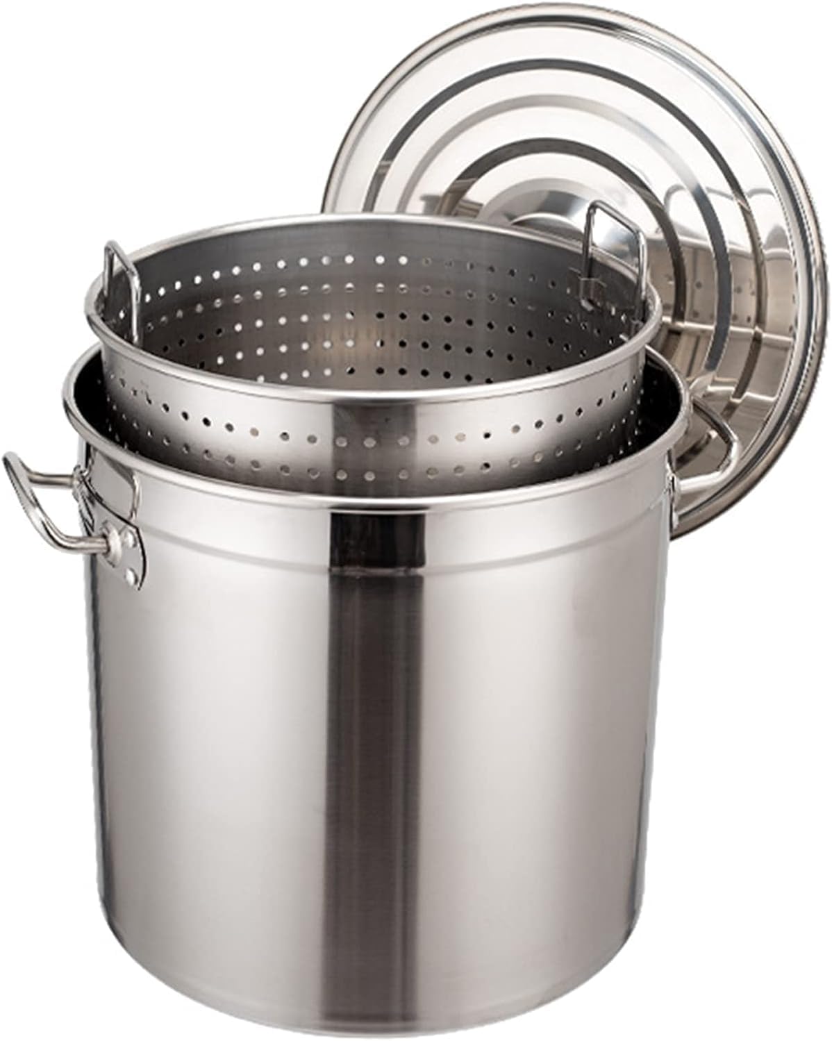 Stainless Steel Stock Pot with Strainer Basket & Lid - Versatile Cooking Pot for Soup, Steaming, and Deep Frying(45 * 45cm)