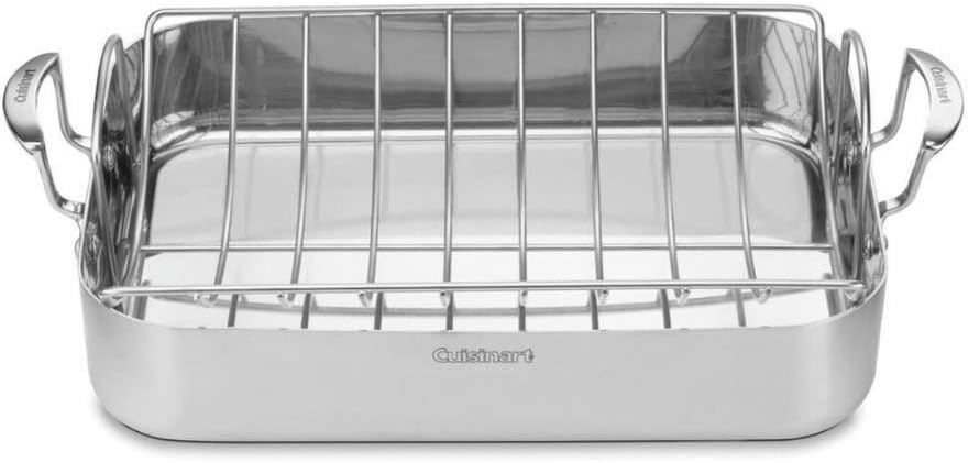 Cuisinart 16-Inch Roaster, Chef's Classic Rectangular Roaster with Rack, Stainless Steel, 7117-16URP1