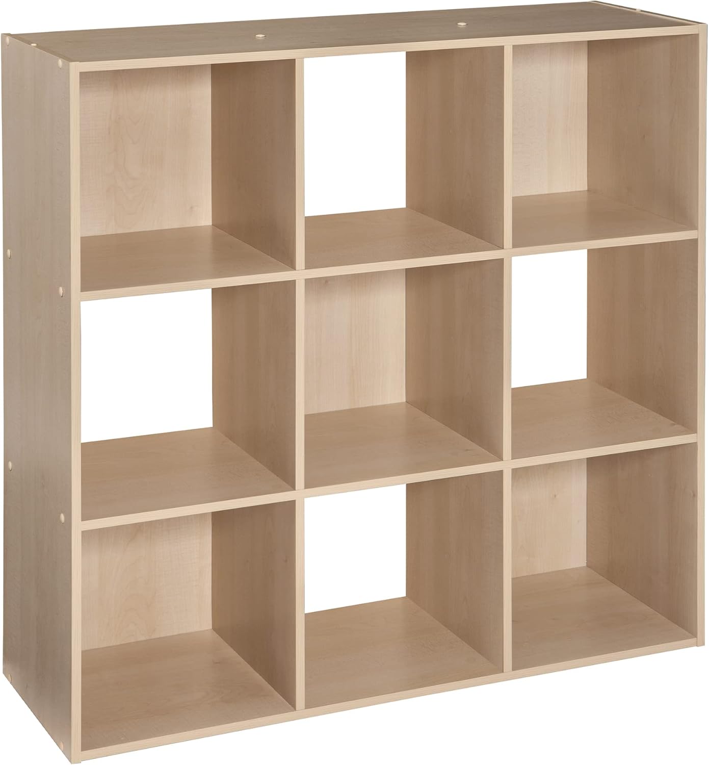ClosetMaid Cubeicals 9 Cube Storage Shelf Organizer Bookshelf, Square Shape, Easy Assembly - Birch Wood Finish
