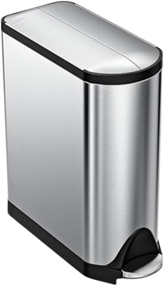 simplehuman 45 Liter / 11.9 Gallon Butterfly Lid Kitchen Step Trash Can, Brushed Stainless Steel