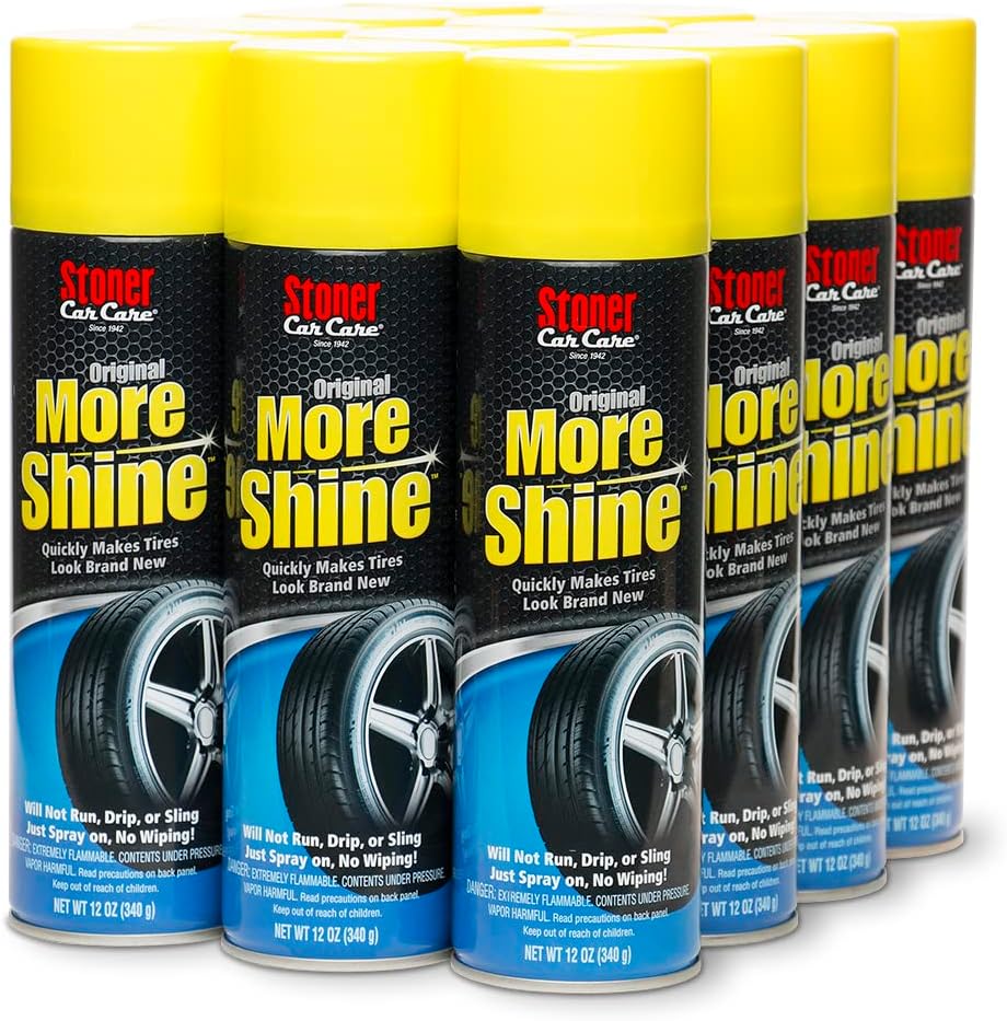 Stoner Car Care 91044-12PK Original More Shine Tire Finish – Tire Shine Spray for a Deep Matte Black Finish with Long-Lasting Rain-Resistant Protection, Non-Greasy No Sling – 12 oz (Pack of 12)
