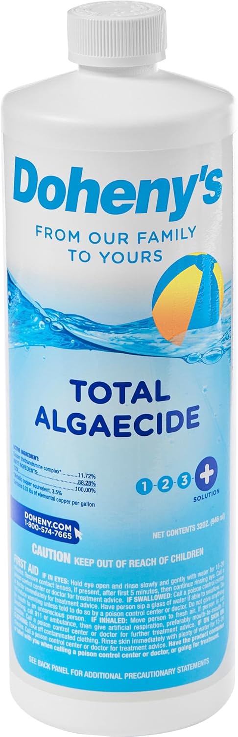Doheny’s Total Algaecide | 100% Professional-Grade | Extra Strength & Effective Against All Types of Algae | Non-Foaming & Non-Staining Formula | 90-Day Prevention | Set of (12) - 32 Ounce Bottles