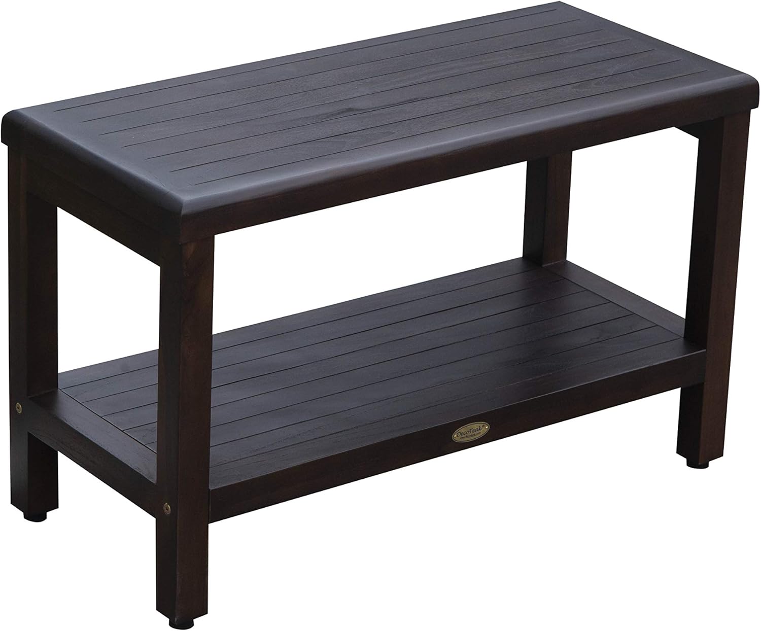 DecoTeak Eleganto 30 Inch Brown Waterproof Teak Wood Shower Bench Stool Seat Chair for Inside Shower Storage Shelf Provides Safety, Storage, and Organization for Bathroom Accessories