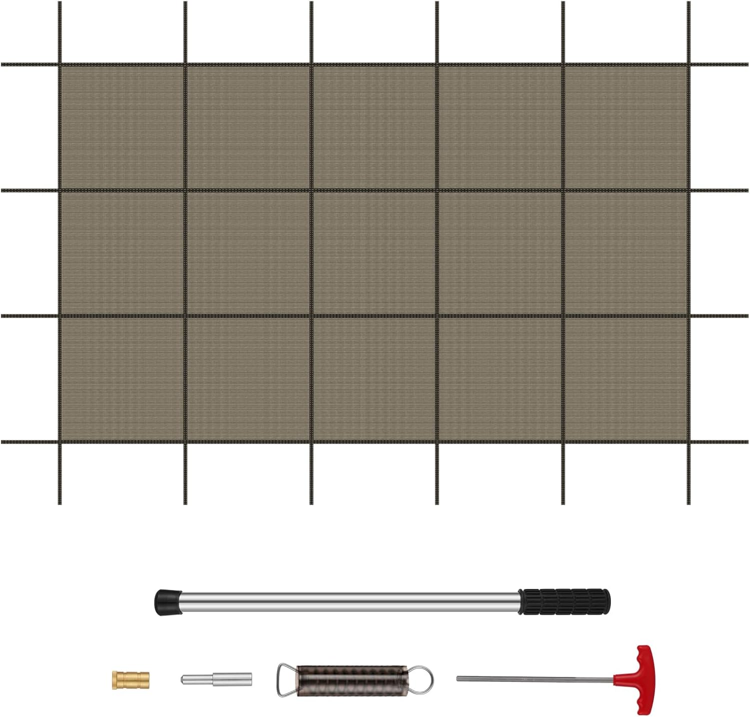 Superior 99% Shading Rate Inground Pool Safety Cover,Fits 16x32ft Rectangle Swimming Pool,Mesh Pool Cover for Inground Pools,Winter Inground Pool Cover with Safety Net and Installation Tools - Tan