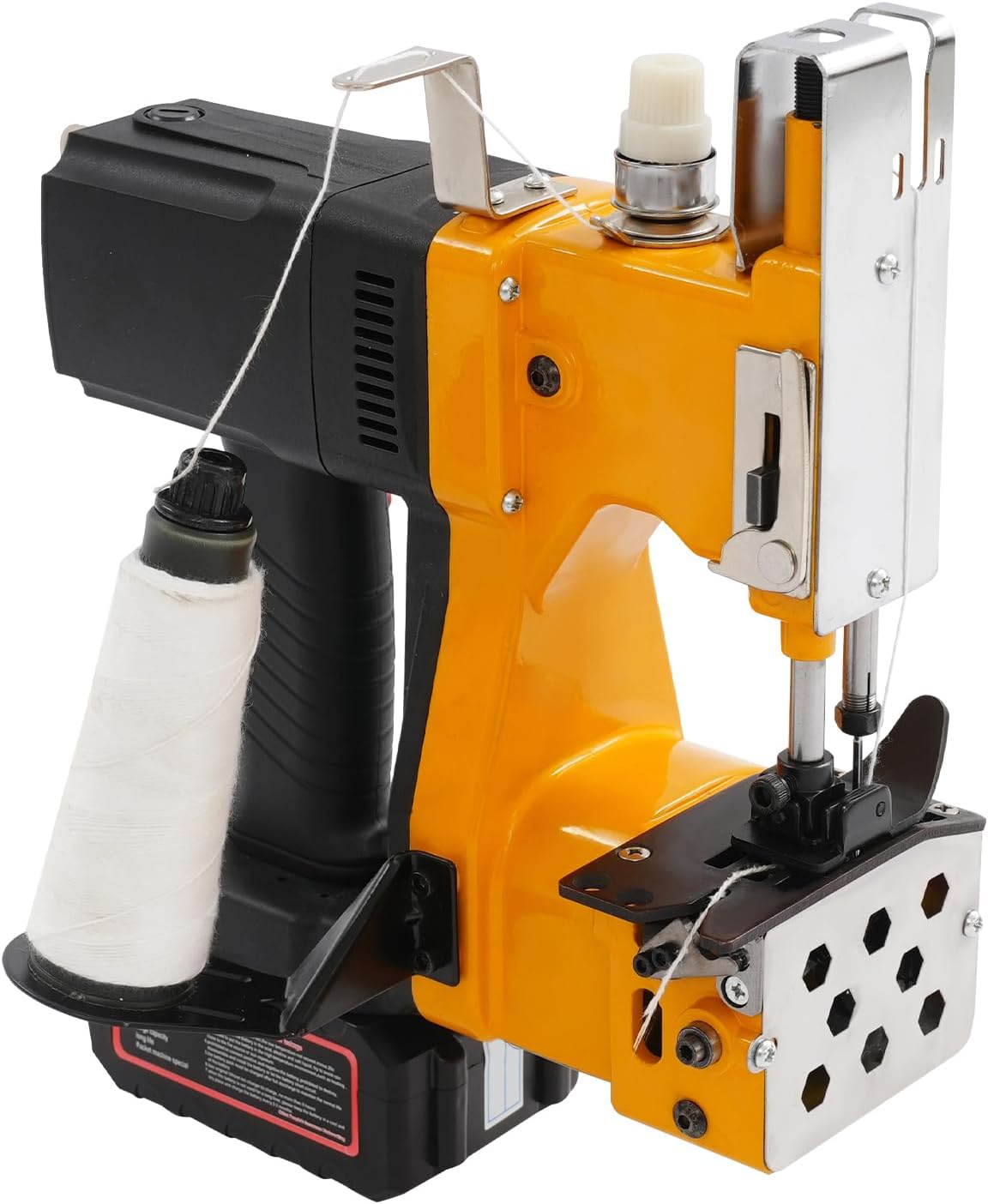 Cordless Bag Sewing Machine 36V Battery Powered Handheld High Speed Bag Sealing Machine Industrial Bag Closing Machine for Burlap Sack, Canvas, Feed Sacks, Woven (Yellow)