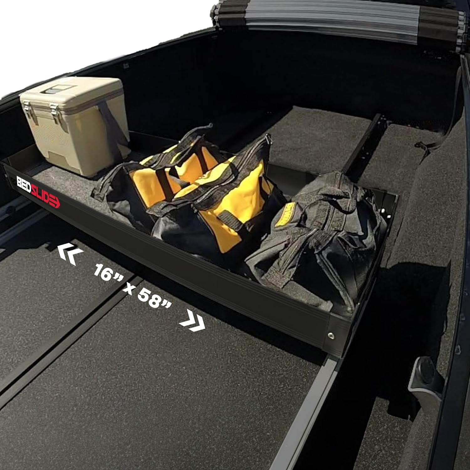 Bedslide Bedbin Mini Kix Truck Bed Organizer, Storage Bin Attachments, 2 Boxes for Additional 7x18 Inches of Space on Each Side, Black